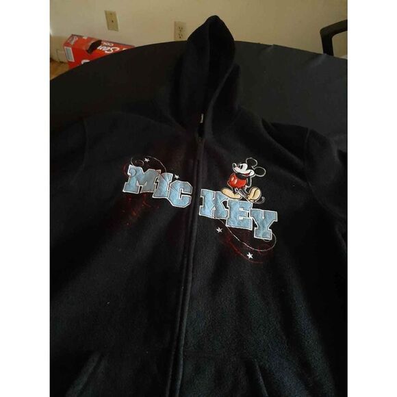 2X 16/18 Disney Mickey Mouse Fleece Jacket Full Zip Hooded Black White Red Blue - Picture 2 of 2